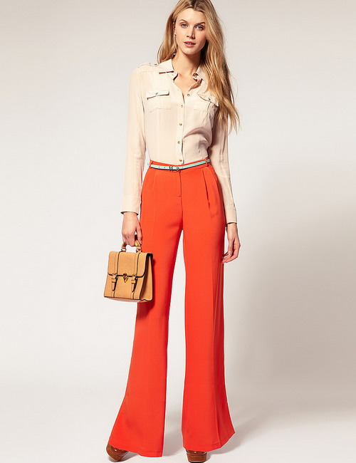 женские брюки-клеш с высокой талией в стиле 70-х